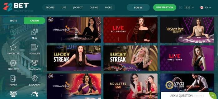 22Bet Casino ScreenShot 2